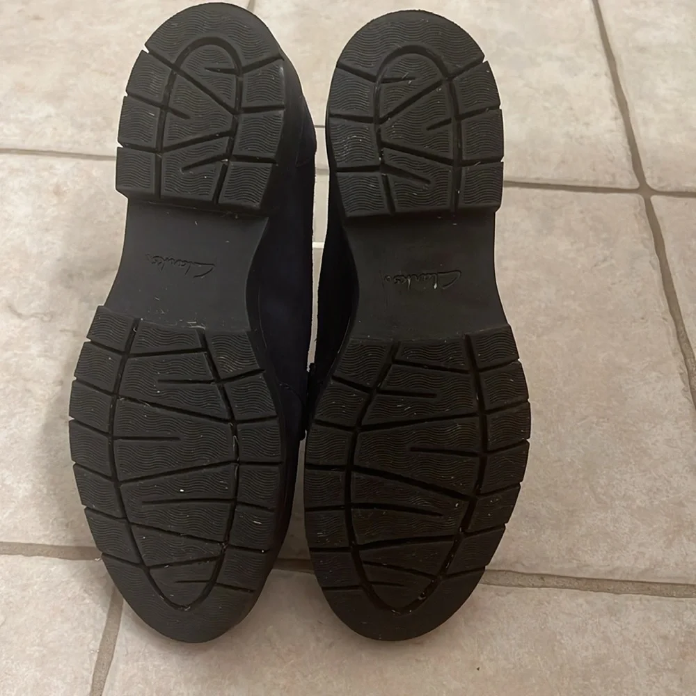 Navy Suede Clarks Westlynn Bella Leather Slip-On Loafers with Tassels Size 8.5 - Picture 15 of 16